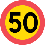 تابلوی حداکثر سرعت مجاز ۵۰ کیلومتر در ساعت