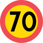 تابلوی حداکثر سرعت مجاز ۷۰ کیلومتر در ساعت